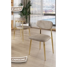 Canisa Laos Serisi 2 Adet Cappucino Mutfak Sandalyesi Gold Kaplama Metal Ayak 1.sınıf Babyface Kumaş Cappucino Sandalye Gold Ayak