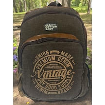 Old Cotton Cargo Kaliteli Siyah Vintage Salaş Baskılı Disayn Günlük Gezi Okul Sırt Çantası Revilla Bag 28x38cm Sarı