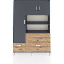 Arges Dolap 8 Raflı 6 Çekmeceli 3 Kapaklı 132x30x195 Antrasit-antrasit/çam Antrasıt/atlas Çam