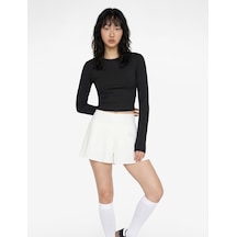 Koton Slim Fit Uzun Kollu Bisiklet Yaka Crop Spor Tişört Siyah 6sak10213nk