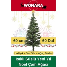 Deluxe Kutulu Ayaklı Renkli Işıklı Yılbaşı Süs Çam Ağacı Süsleme Seti Yeni Yıl Noel Dekor Paket 110 CM
