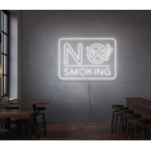 No Smokıng Yazılı Ve Şekilli Neon Tabela Beyaz