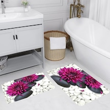 Rovigo Home Baskılı Kaymaz Taban 2'Li Banyo Paspas Takım Rvg5035-100x60-60x50 Çok Renkli