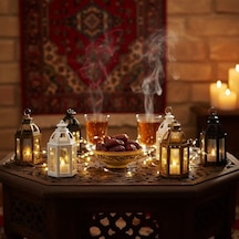 Ramazan Temalı Büyük Altıgen Açık Kubbe Figürlü Led Lamba Renkli