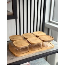 Mien 6'lı Cam Kahvaltılık Bambu Kapaklı M-0003 Bambu