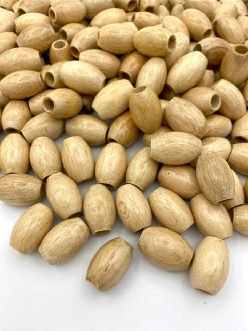 20x15 Mm Oval Badem Model Vernikli Ahşap Tahta Boncuk 50 Adet