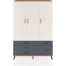 Hyperion Dolap 5 Raflı 5 Çekmeceli Tek Askılı 132x44x195 Çam-aytaşı/antrasit Aytası/antrasıt