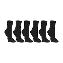 Ozzy Socks Kadın 6'lı Beyaz Renkli Çizgisiz Kısa Konç Tenis Çorabı Siyah6'lı