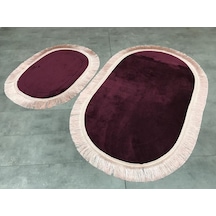 Bonny Home Pera Mürdüm 2'li Banyo Paspası Seti Kaymaz Tabanlı Saç Mürdüm