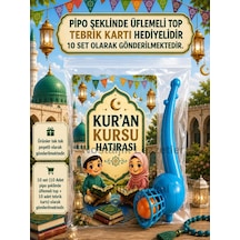 Kur'an Kursu Hatırası 10 Adet Pipo Şeklinde Üflemeli Top Tebrik Kartı Hediye Seti