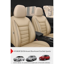 Jet Bej Deri Oto Koltuk Kılıfı - Hyundai İ20-i30-accent-blue-era-getz Uyumlu Bej