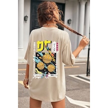 Unisex Tokoyaki Baskılı T-shirt Bej