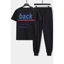 Uyguntarz Unisex Back Baskılı 2'li Eşofman Takımı Siyah