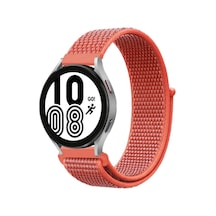 Samsung Galaxy Uyumlu Watch 4 Hasırlı Cırtcırtlı Kordon - Turuncu İtdark11547