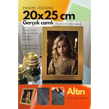 Fırçalı Altın-20mm Çerçeve Camlı 20x25 Cm Fotoğraf Resim Çerçevesi Ayaklı Veya Duvara Asma Yatay-dikey 50248138