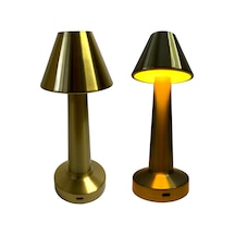 Dekoratif Şarjlı Dokunmatik Led Masa Lambası Şapka Model Gold