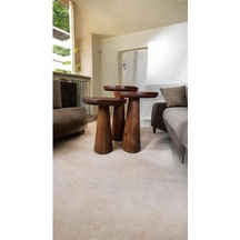 Ahşap Mantar Sehpa 3 Lü Set Meşe Renk Masif Doğal Fiskos Sehpa Ve Zigon Takımı - Wooden Side Table Meşe