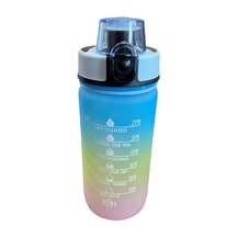 Motivasyonel Su Matarası 1l Zaman İşaretli Suluk Gökkuşağı Renk Geçişli Pipetli Spor Matara Bpa Free Diğer