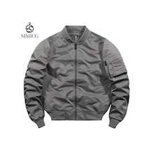 Şık, Rahat, Dayanıklı, Dar Kesim, Çok Yönlü Erkek Bomber Ceket Gri