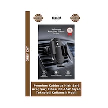 Premium Kablosuz Hızlı Şarj Araç Şarj Cihazı D3-15w Siyah Teknoloji Kullanışlı Mobil