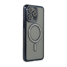Apple İphone Uyumlu 15 Pro Kılıf Joke Simli Magneticsafe Kılıf - Lacivert Çok Renkli