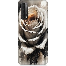 Huawei P Smart 2021 Uyumlu Gül Ve Gri Desenli Silikon Kılıf