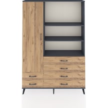 Arges Dolap 7 Raflı 6 Çekmeceli Tek Kapaklı 132x30x195 Antrasit-çam/çam Atlas Çam/atlas Çam