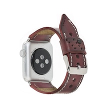 Apple Watch Uyumlu Deri Kordon 42-44-45mm Sm25 Bordo Diğer