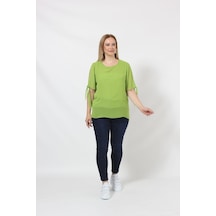 Moda Berray 3173 Fıstık Yeşili Kolu Bağlama Detaylı Bluz Yeşil