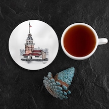 Valerine Life Kız Kulesi Figürlü Yıkanabilir Kaydırmaz Ofis Çay Ve Fincan Bardak Altlığı 10x10cm 6 Adet Siyah