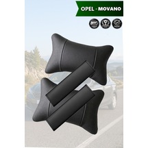 Opel Movano Uyumlu Set Deri Kemer Koruyucu Siyah Deri Yastık Lüks