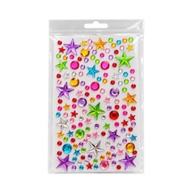 Renkli Yıldız Ve Taş Sticker Yapıştırma Süsleme Seti