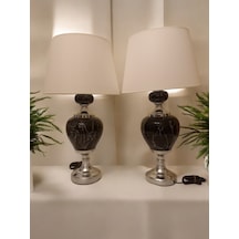 2'li Seramik Gövdeli Abajur - Siyah Siyah