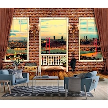 3 Boyutlu Vintage İstanbul Köprü Manzarası Duvar Kağıdı