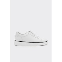 Derinet Hakiki Deri Bağcıklı Erkek Sneaker Beyaz Beyaz