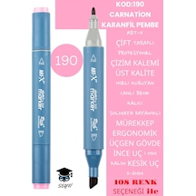 Çift Taraflı Profesyonel Çizim Kalemi Kalıcı Mürekkep Üçgen Gövde İnce Uç 1 Mm Kesik Uç 2-6mm Sketch 190-karanfil Pembe