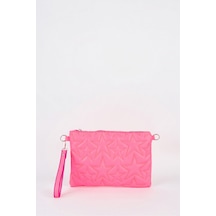 Vivaq Kadın Fuşya Yıldız Nakışlı Suni Deri Bilek Ve Zincir Askılı Portföy El Ve Clutch Çanta