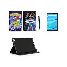 Huwaeı Mediapad T3 10 10.1" Kılıf Kabartma Resimli Kılıf + Ekran Koruyucu + Kalem Kapaklı Kılıf