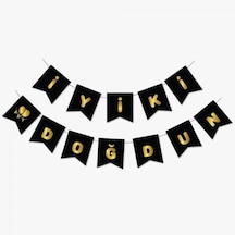 İyi Ki Doğdun Yazı Siyah/ Gold Banner