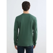 Lc Waikiki Yeşil Bisiklet Yaka Baskılı Erkek Sweatshirt