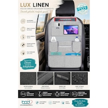 Tr Lux Linen Serisi Keten Koltuk Arkası Düzenleyici Araç İçi Organizer Gri Genel
