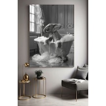 Wc Banyo Küvette Komik Fil Ev Duvar Salon Güzellik Salonu Ofis Dükkan Dekarasyon Kanvas Tablo Kanvas