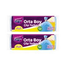 Güçlü Çöp Torbası Orta Boy 15'li 55 X 60 Cm İkili Set