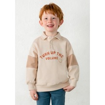 Mayoral Bej Erkek Çocuk Polo Yaka Sweatshirt 4461