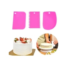 Pasta Hamur Şekillendirici Spatula Kesici Kazıyıcı Dekoratör Set Pembe