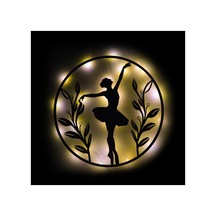 Led Işıklı Kadın Temalı Tablo Balerin Dekoratif Gece Lambası Sarı - 737237709 Sarı