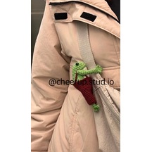 Hobilanka Kurbağa Amigurumi Çanta Charmı, Çanta Süsü Diğer