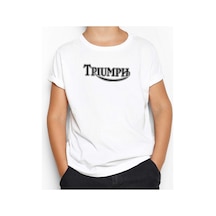 Zepplin Giyim Triumph Motorcycles Logo Beyaz Çocuk Tişört Beyaz
