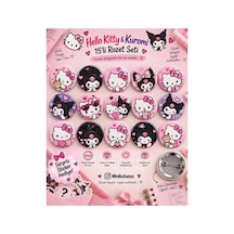 Minikutunuz Hello Kitty Kuromi 15 Li Rozet Seti 44 Mm Kawaii Anime Çanta Yaka İğneli Rozet Diğer