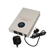 Powermaster Slım-2000 Otomatik 2000va Kombi Voltaj Regülatörü İngiliz Fişli Ve Evrensel Çoklu Soketli Beyaz